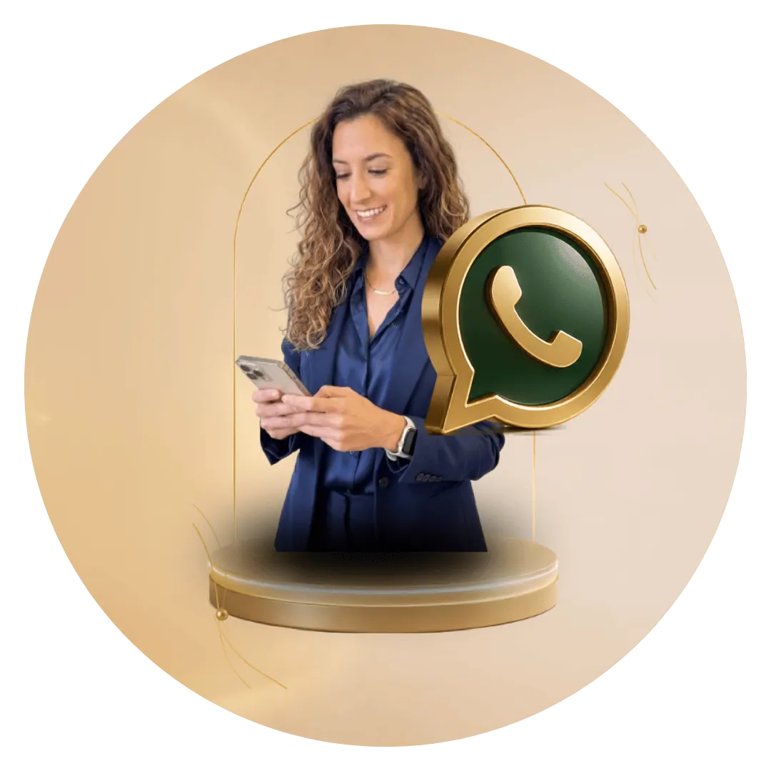 Profissional acessando o WhatsApp para tirar dúvidas com a Fernanda